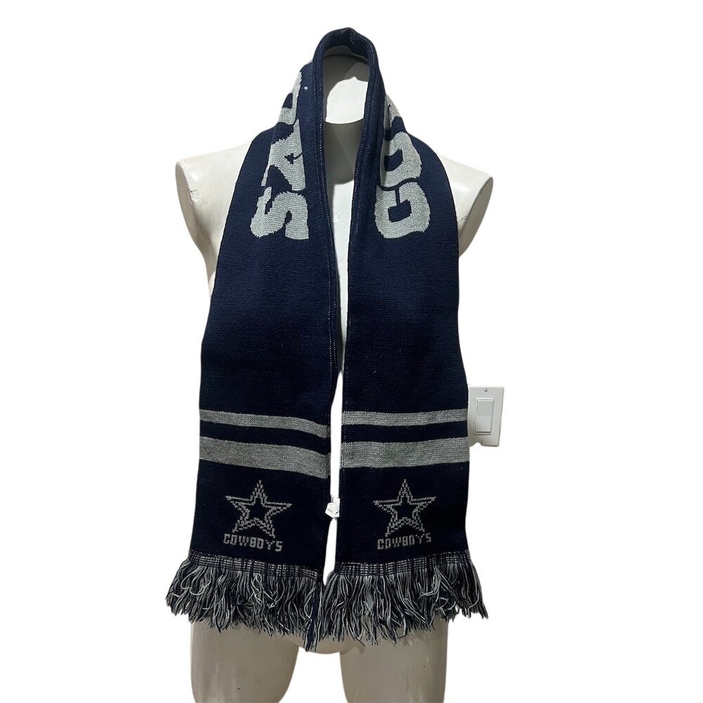 Dallas Cowboys FOCO Scarf One Size Blue Gray Striped Star Logo Fringe